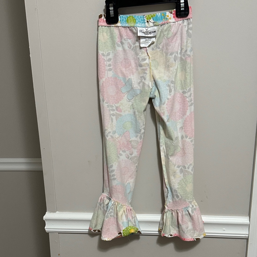NWOT Brown Striped Dress w/ Floral Pants Set & stunning 🎀 details & ruffles 5yo - Picture 11 of 14